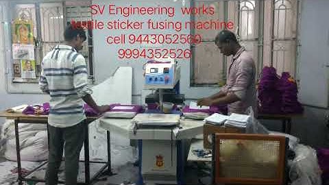 Textile sticker fusing machine.  Fully automatic fusing machine