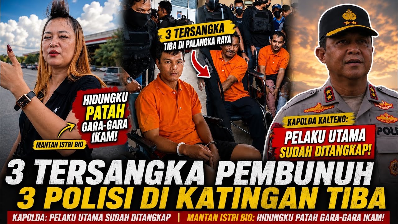 Tiga Tersangka Tragedi Berdarah di Katingan Tiba di Palangka Raya