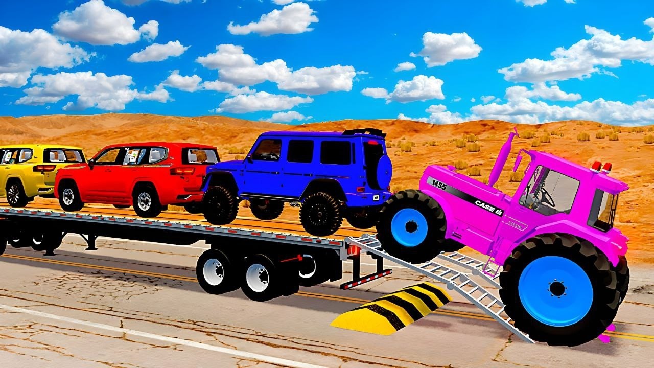 Flatbed Truck Mcqueen | Transportation with Truck - Pothole vs Car #8 - BeamNG.Drive