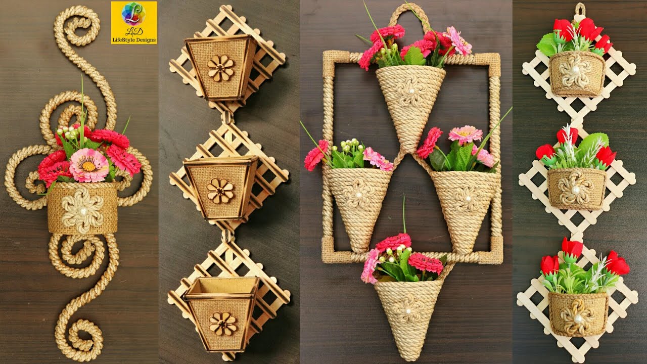 4 Best Jute wall hanging flower vase, Home Decorating Ideas handmade