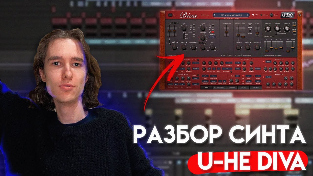 Поясняю за каждую ручку на синтезаторе ( U-he Diva )