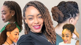 5 QUICK WAYS TO STYLE CROCHET BRAIDS OR INDIVIDUALS  | SPRING TWISTS, BOX BRAIDS, or LOCS