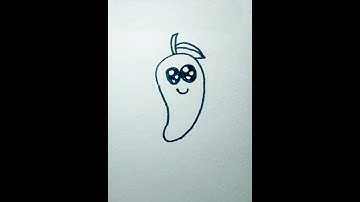 How to draw a cute mango 🥭  easy step by step black & white #kawaiisticker #mango #satisfyingart