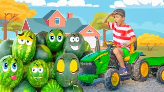 Damian and Darius play together and Learn Road Rules driving tractors