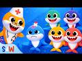 Five Little Monkeys Jumping on the Bed 🦈 Baby Sharks Version