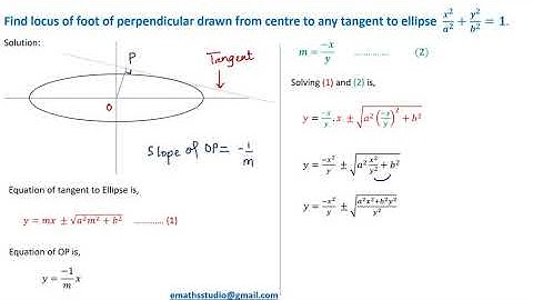 Find locus of foot of perpendicular drawn from centre to any tangent to Ellipse.
