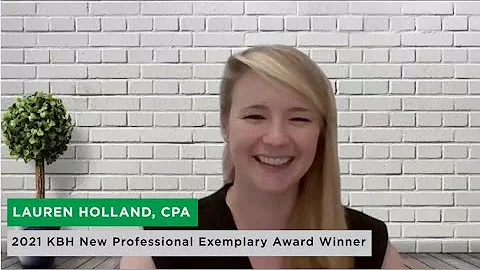 Lauren Holland, CPA - Winner of 2021 KBH Exemplary New Professional Award
