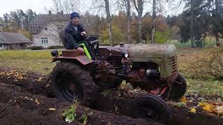 dt-20 + Fiskars Kyntäÿä #tractor#plough#хтз#