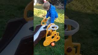 Toddler Flips Backwards Trying the New Slide