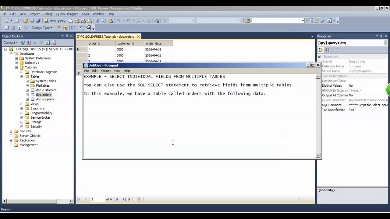 Individual Fields From Multiple Tables