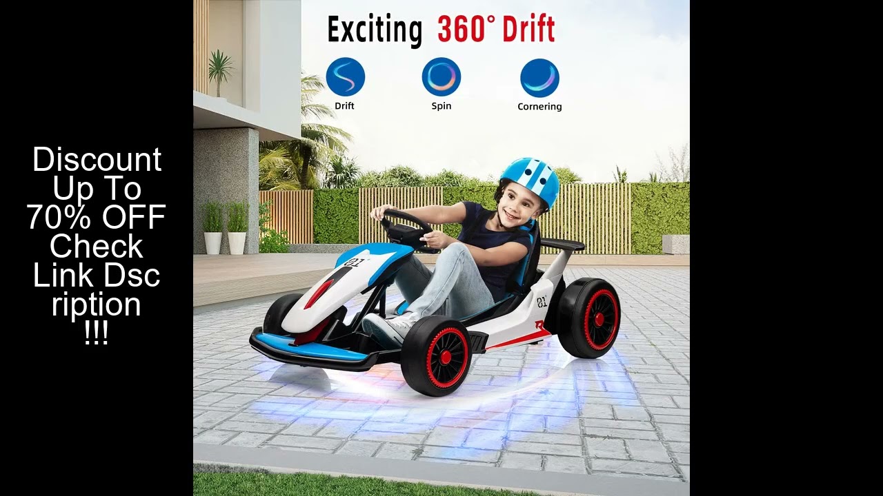 Electric Go Kart for Kids, 24V Drift Kart with 2X200W Strong Motor, 7AH Battery, Electric Pedals, Ou