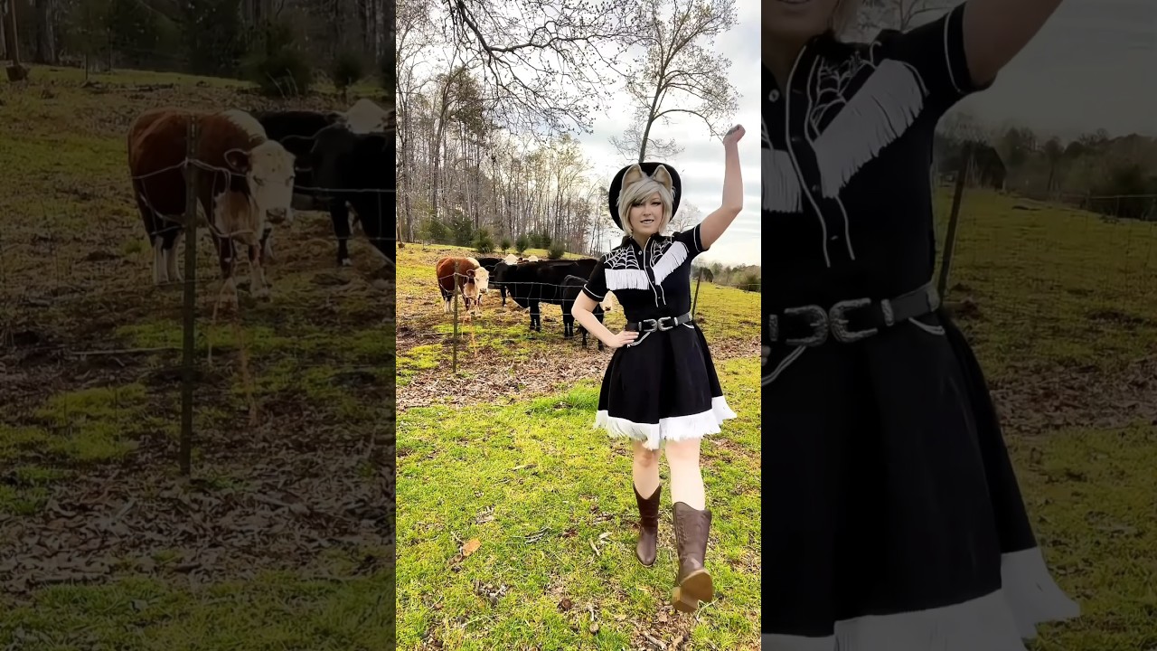 Cows can be harsh critics 😅 #neko #cosplay #cosplayer #catgirl #country #western #cosplaygirl