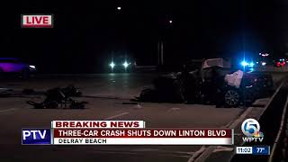 Several people injured in three-vehicle crash in Delray Beach