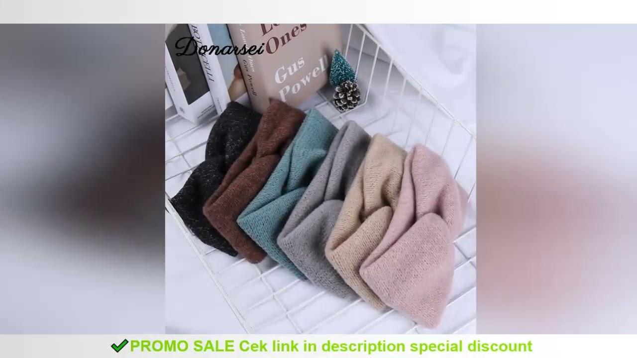 Donarsei Korea Winter Wide Knitting Cross Headband For Women Fashion Solid Color Elastic Yoga Turban