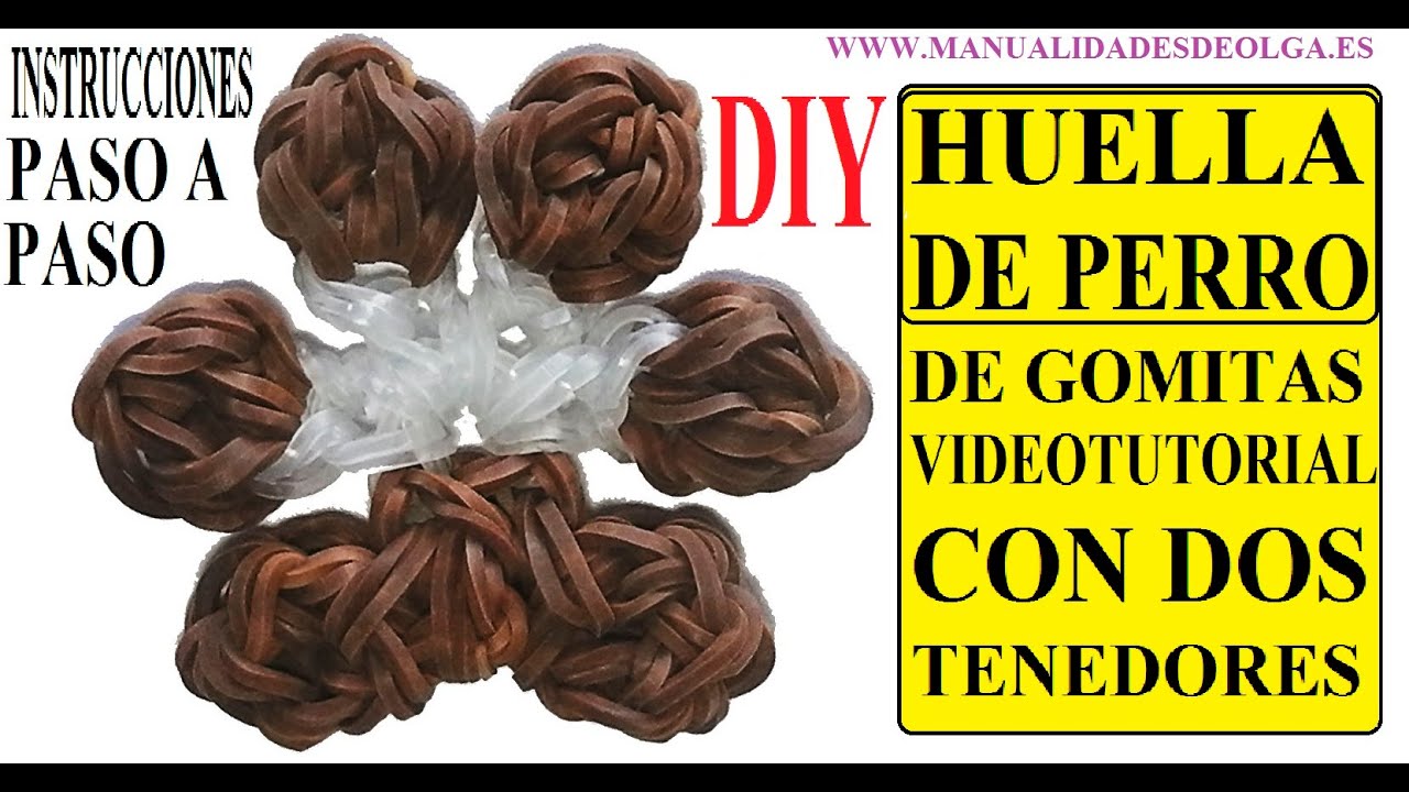 COMO HACER UNA HUELLA DE PERRO DE GOMITAS (LIGAS) CHARMS CON DOS TENEDORES. VIDEOTUTORIAL