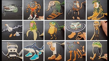 Italian Brainrot: Bombardiro Crocodilo, U Din Din Din Din, Lirili Larila,... Pancake art challenge