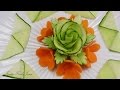 Beautiful Cucumber Rose & Carrot Flower Design - Best Vegetable Carving Garnish