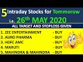 Daily Intraday Calls For Tomorrow  5 Jackpot Intraday Trading Tips  10 th June 20 #earnwithme