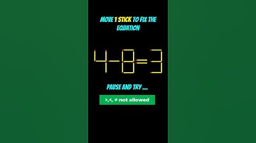 Brain Test - 99% Fail This 1-Stick Equation Puzzle!  IQ Test🤯 #shorts