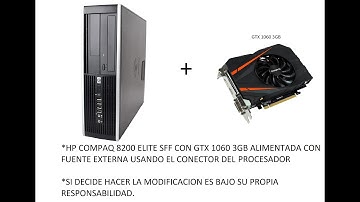 Instalar GTX 1060 a una HP 8200 SFF,  haciendo conector Casero de gpu y  utilizando fuente generica