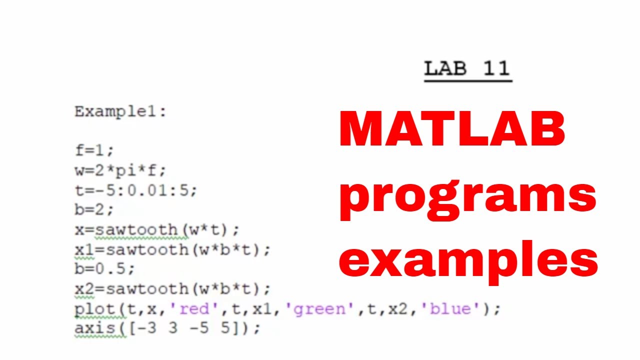MATLAB Example Codes with Outputs - YouTube