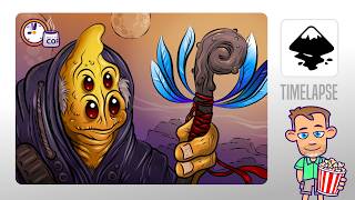 Inkscape Timelapse - Manually Tracing with the Pencil Tool - 'Alien Monk'
