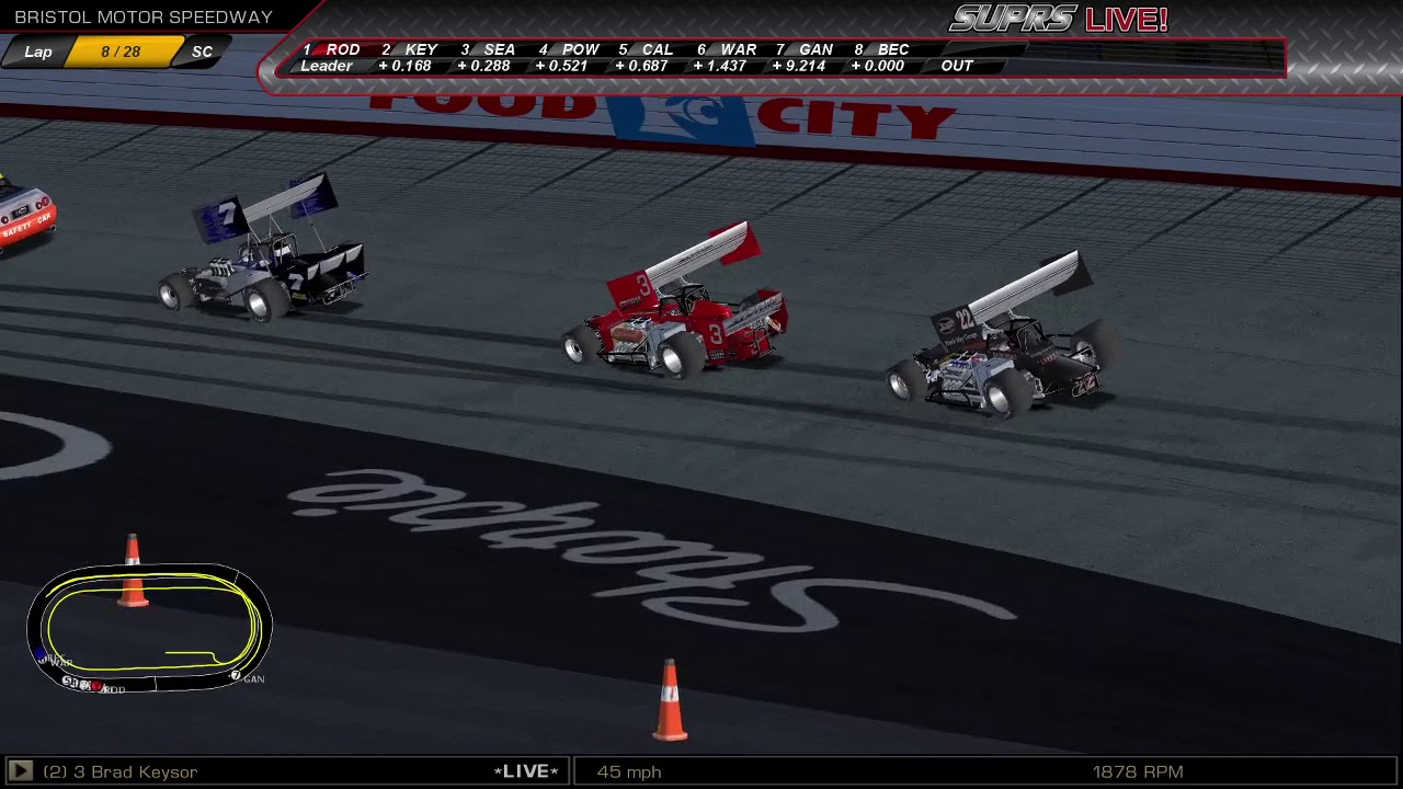 Winged Supermodified Feature at SUPRS 2019 Wing Side Up Twin 25s at Bristol Motor Speedway