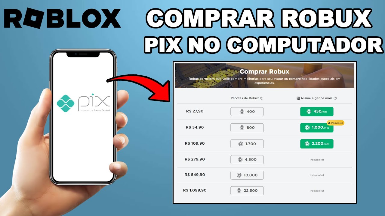 COMO COMPRAR ROBUX COM PIX PELO COMPUTADOR NO ROBLOX 