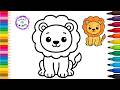 How To Draw A Lion Cute Easy Simple Drawing And Coloring #lion #rainingcolors