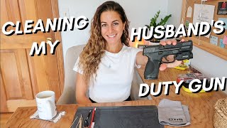 CLEANING MY HUSBAND'S DUTY GUN | How I do it, using OTIS guncleaning products!