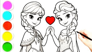 Cute Elsa And Anna Drawing For Kids And Toddlersdisney Princess Drawingfrozen2 Drawingelsa Anna