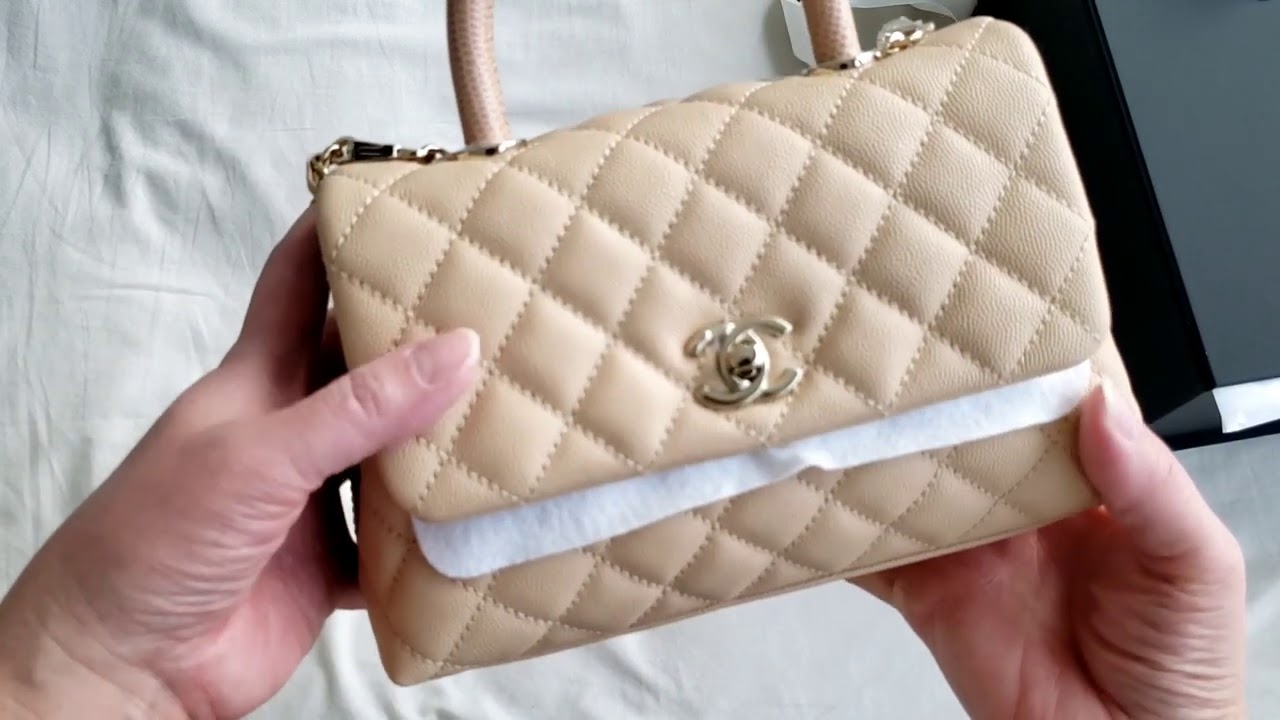 Chanel Small Coco Handle Quilted Beige Caviar Aged Gold Hardware – Coco  Approved Studio