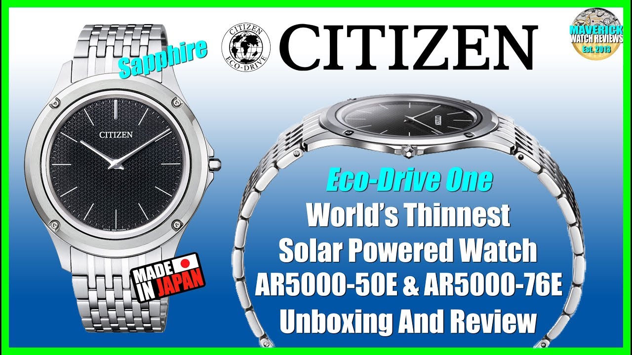 World's Thinnest Solar Powered Watch! | Citizen Eco-Drive One AR5000-50E  Unbox & Review - YouTube