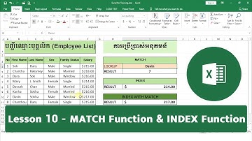 MATCH Function and INDEX Function | Advanced Excel រៀន Excel កម្រិតខ្ពស់- Lesson 10