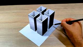 How to Draw a 3D CUBE on paper ⭐ Easy Trick Art