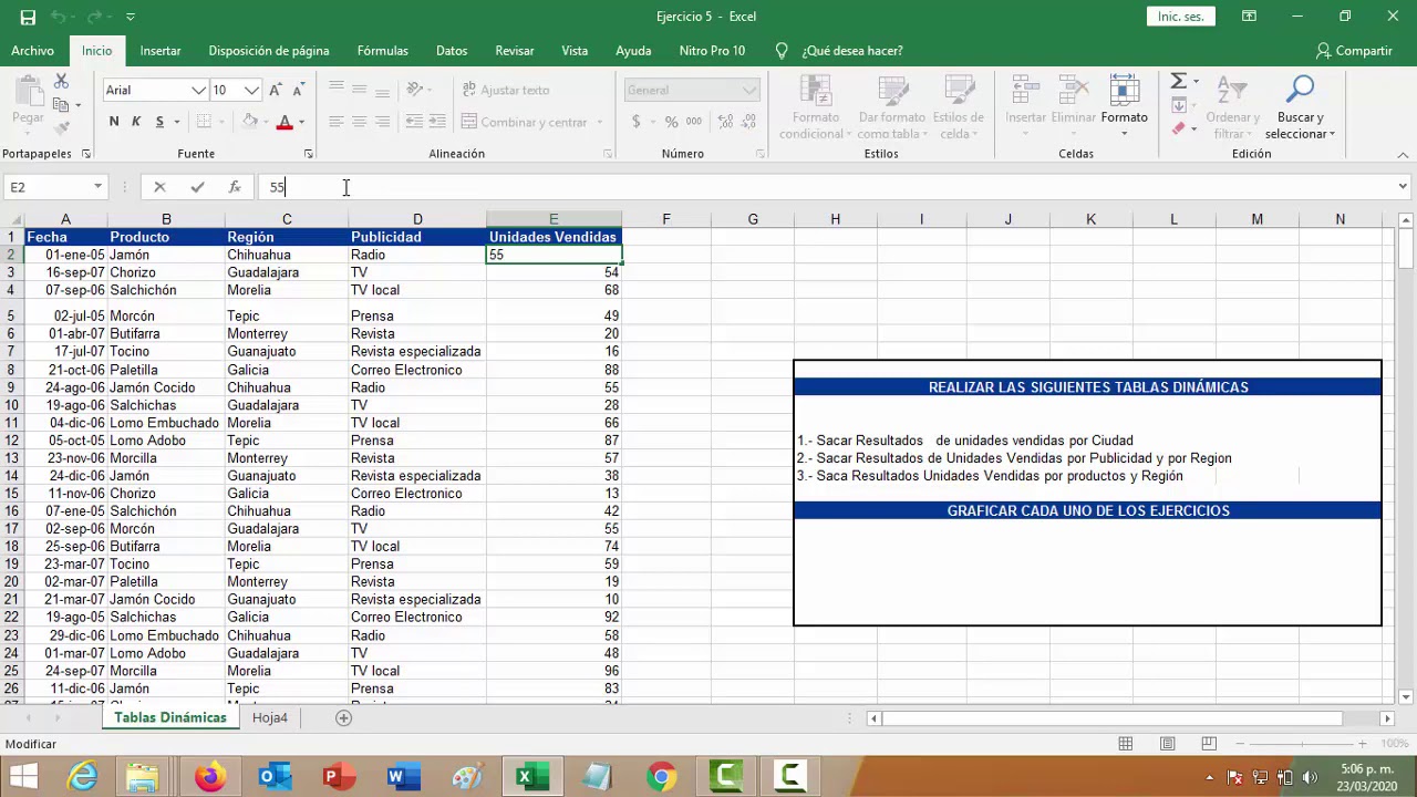 Tablas dinamicas Ejercicio 5 - YouTube