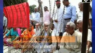 Anti Consution Protesters Demonstrate Outside Pms House In Nepal 17 May,2016