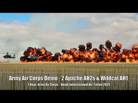 Explosive Finale! - Army Apache & Wildcat Helicopters - Royal International Air Tattoo (RIAT) 2025