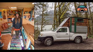 Her DIY Micro Cabin Truck Camper  Tiny House Living In 18 Sq Ft