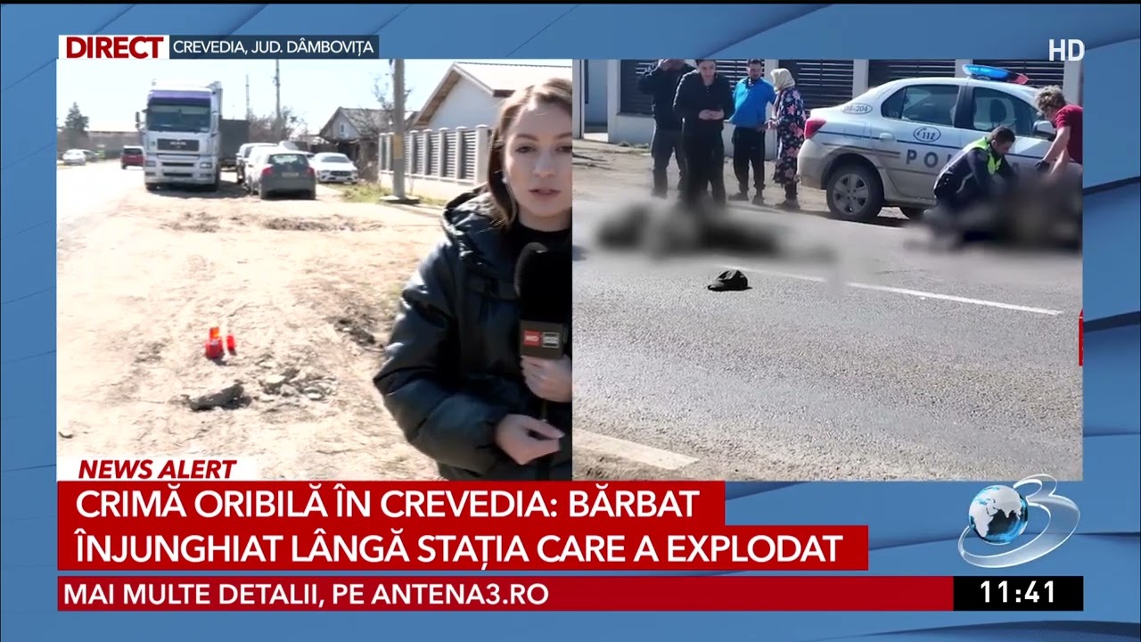 Crimă oribilă în Crevedia: Bărbat înjunghiat lângă stația care a explodat