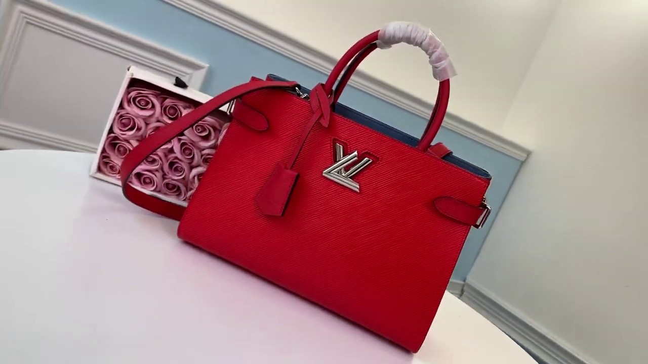 LV twist tote handbag triple-compartment twist-lock briefcase crossbody shoulder bag - YouTube