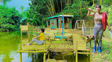 Full video: Crafting a Cozy Forest Hideaway: Building a Wooden Bridge, Windows, and Lanterns