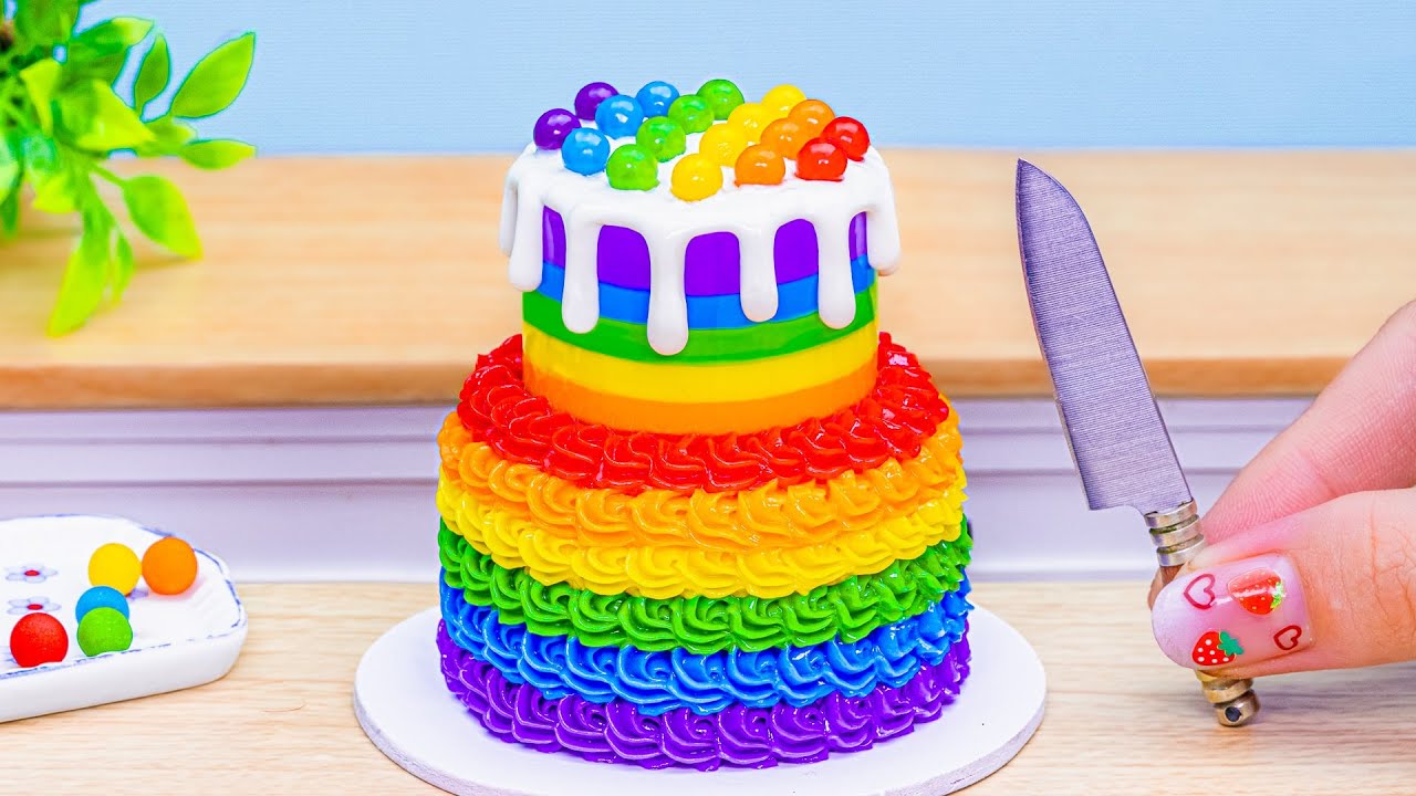 Rainbow Cake Recipes🌈Perfect Mini Rainbow Chocolate Cake Decorating ...