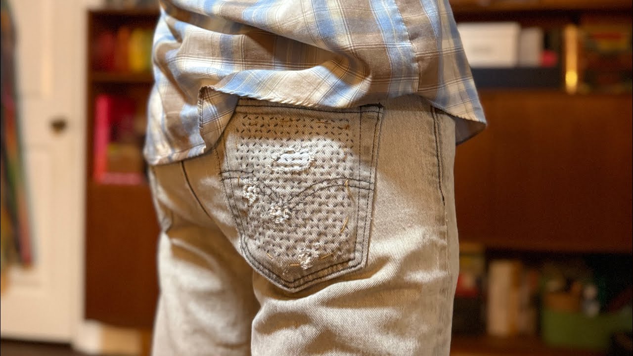 Back Pocket Ripped Re-Mending A Torn Back Pocket - YouTube