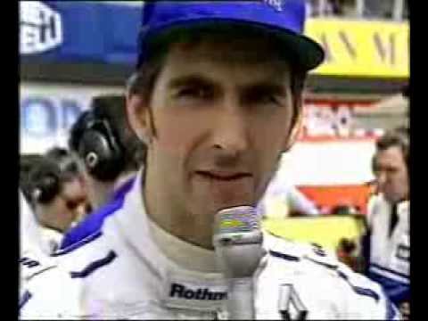 Damon Hill is interviewed by Steve Rider for BBC TV before the start of the 1994 San Marino Grand Prix.