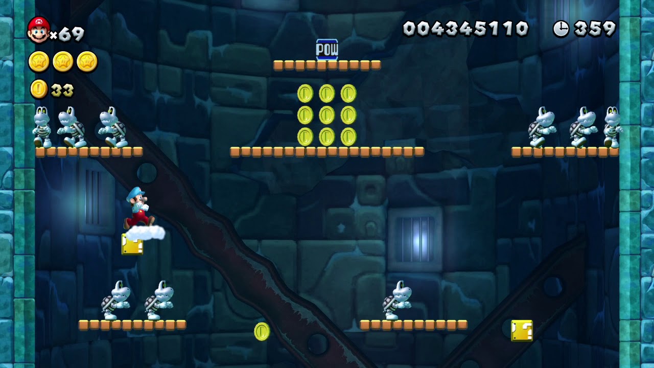 뉴 슈퍼마리오U DX World 4 프로즌대지 스타코인 공략