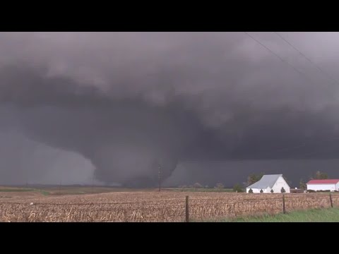 Southwest Iowa tornado: KCCI meteorologist Trey Fulbright gets video of large tornado near Neola