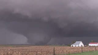 Southwest Iowa tornado: KCCI meteorologist Trey Fulbright gets video of large tornado near Neola