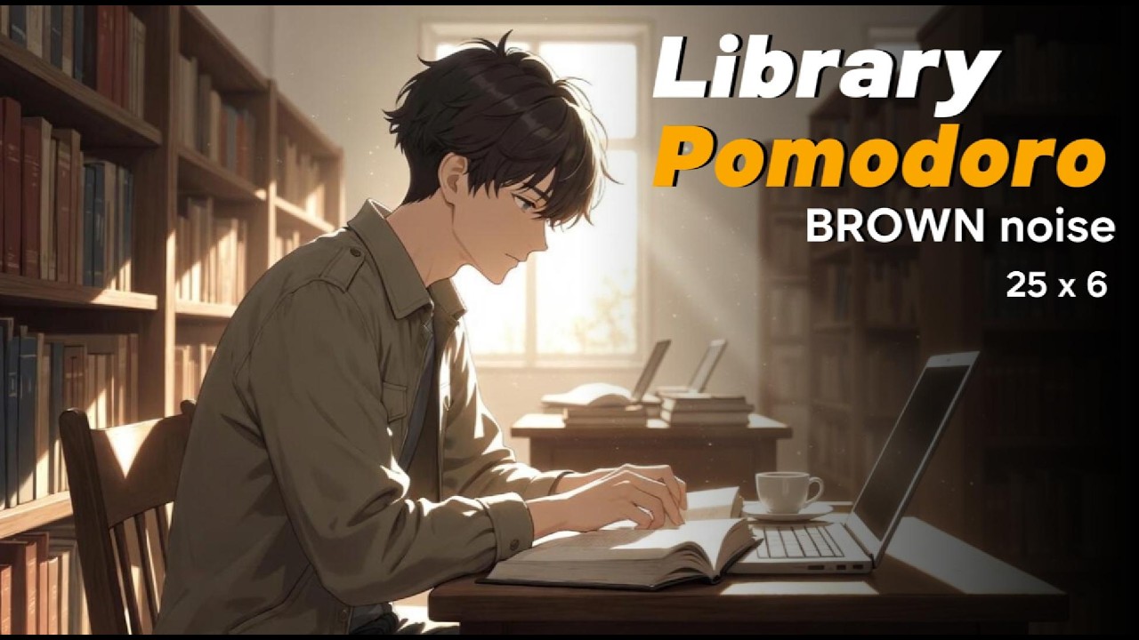 3 Hours Pomodoro Timer | 6 Sessions 25 x 6 | Library Study | Brown ...