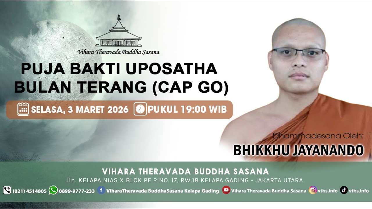 PUJA BAKTI UPOSATHA BULAN TERANG (CAP GO) | SELASA, 3 MARET 2026